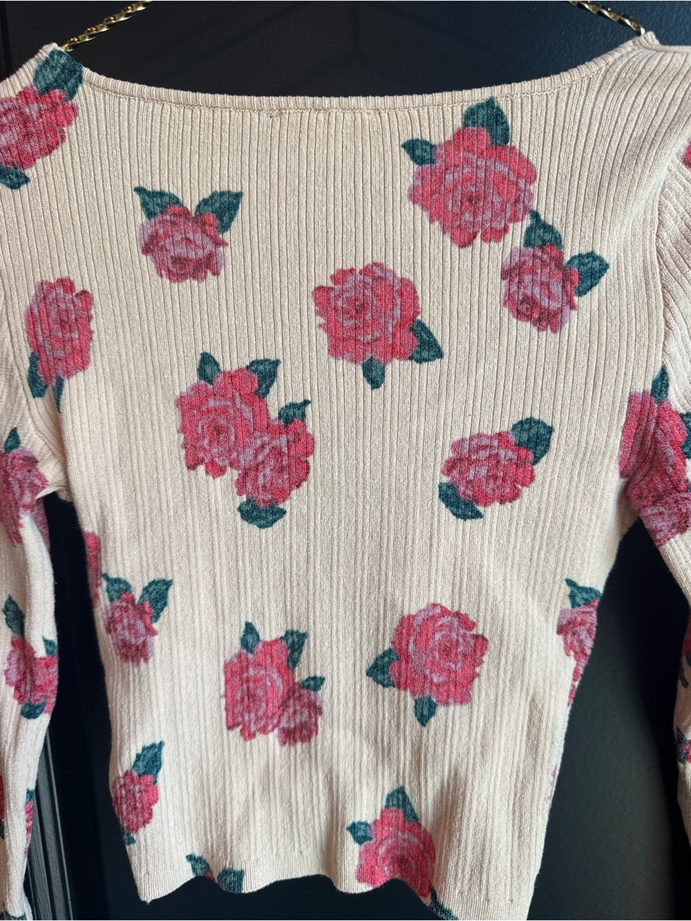 Free People Cream Rose-Print Twist Crop Top - Picture 4 of 4